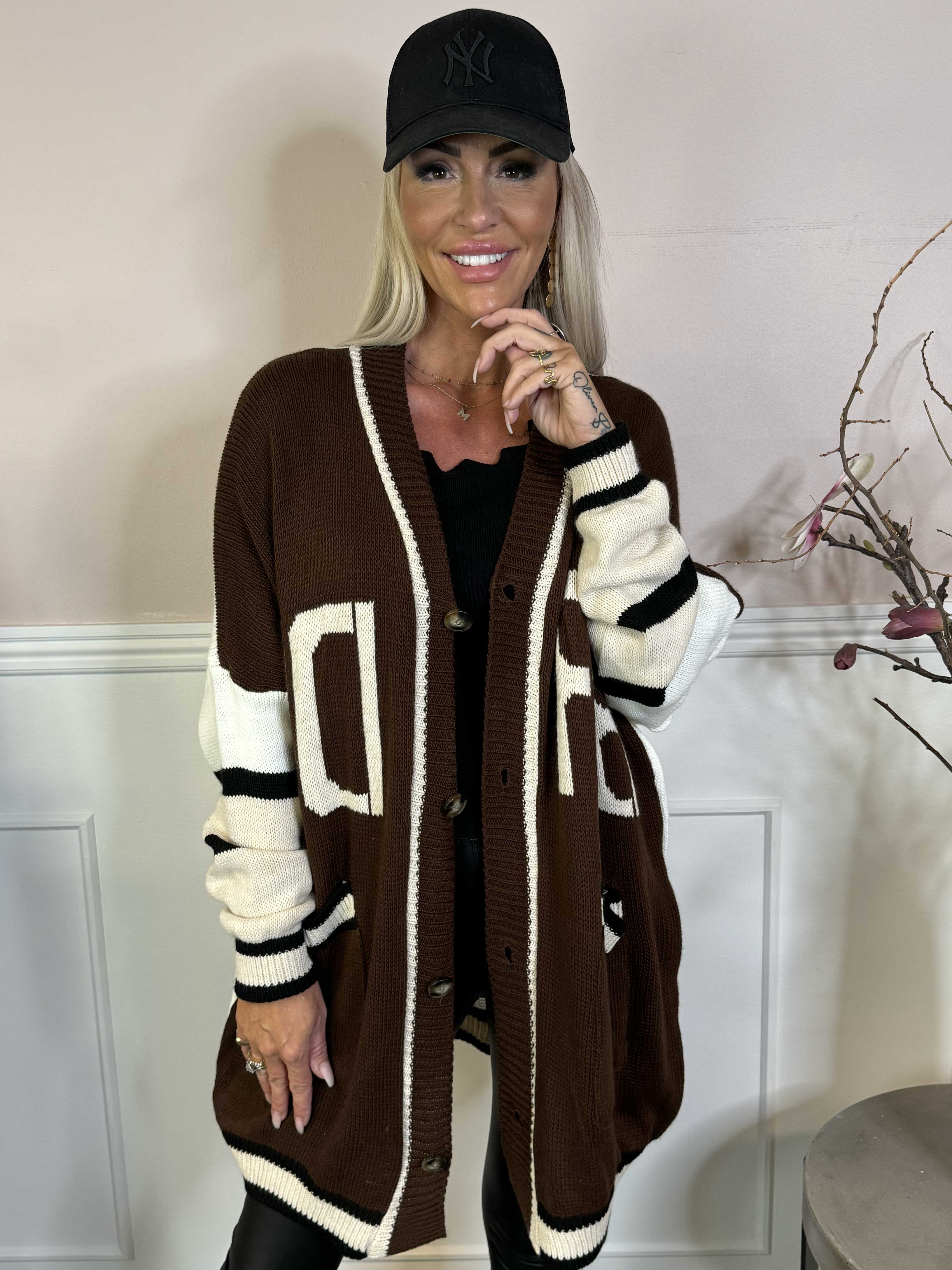 Diah - Flerfarvet college strikcardigan